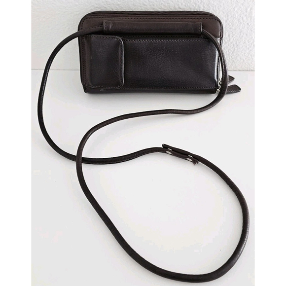 Vintage FOSSIL Dark Brown Leather Crossbody Purse Wallet Organizer - Very Clean - Picture 15 of 15